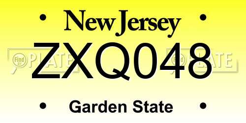 ZXQ048 New Jersey License Plate