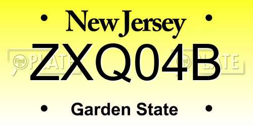 ZXQ04B New Jersey License Plate