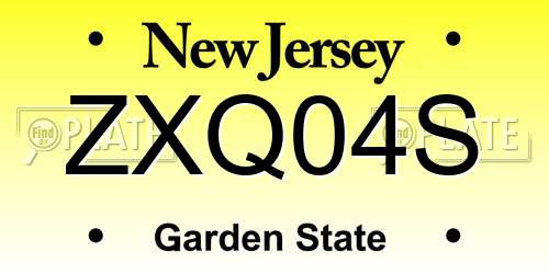 ZXQ04S New Jersey License Plate