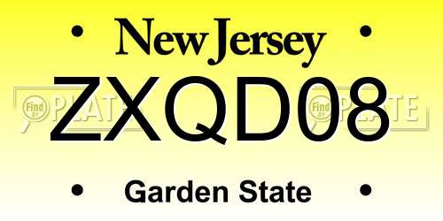 ZXQD08 New Jersey License Plate