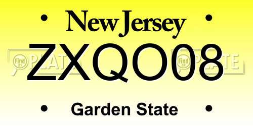 ZXQO08 New Jersey License Plate