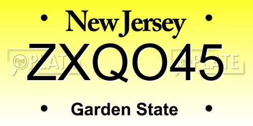 ZXQO45 New Jersey License Plate
