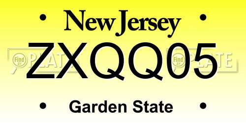 ZXQQ05 New Jersey License Plate