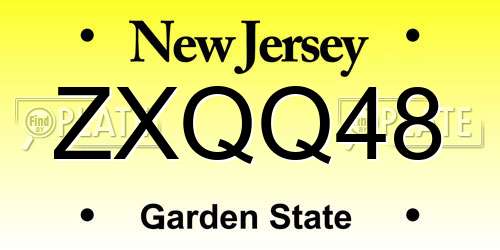 ZXQQ48 New Jersey License Plate