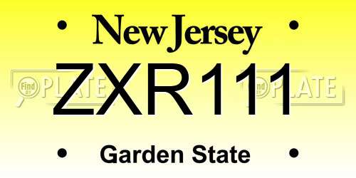 ZXR111 New Jersey License Plate
