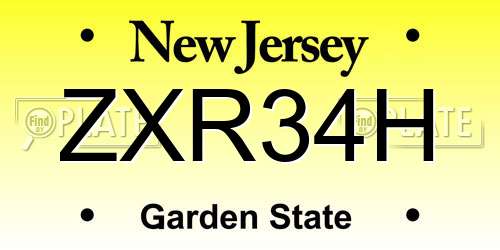 ZXR34H New Jersey License Plate