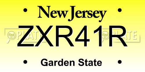 ZXR41R New Jersey License Plate