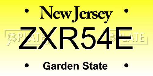 ZXR54E New Jersey License Plate
