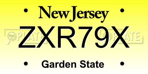 ZXR79X New Jersey License Plate