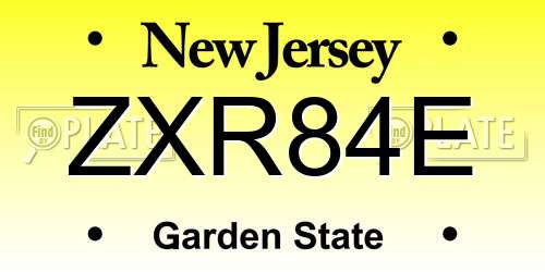ZXR84E New Jersey License Plate