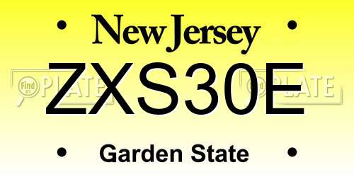 ZXS30E New Jersey License Plate