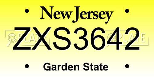 ZXS3642 New Jersey License Plate