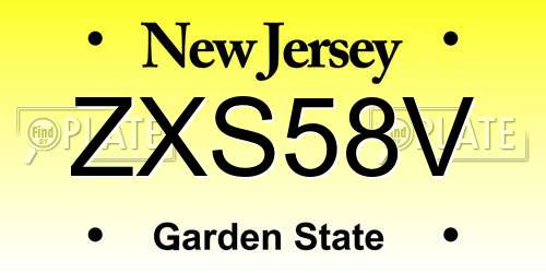 ZXS58V New Jersey License Plate