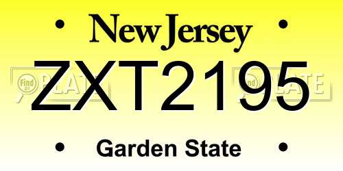 ZXT2195 New Jersey License Plate