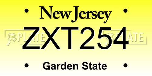 ZXT254 New Jersey License Plate