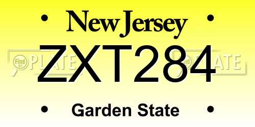 ZXT284 New Jersey License Plate