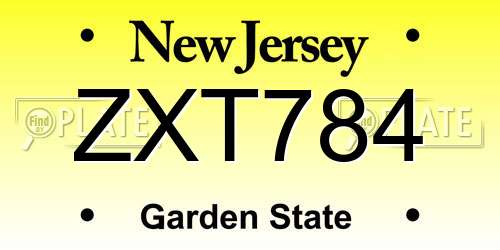 ZXT784 New Jersey License Plate