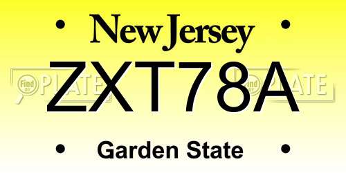 ZXT78A New Jersey License Plate