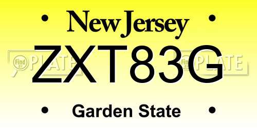 ZXT83G New Jersey License Plate