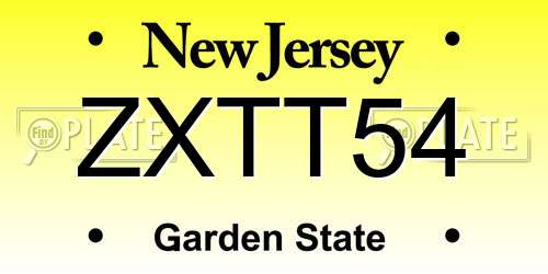 ZXTT54 New Jersey License Plate