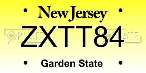 ZXTT84 New Jersey License Plate
