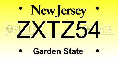 ZXTZ54 New Jersey License Plate
