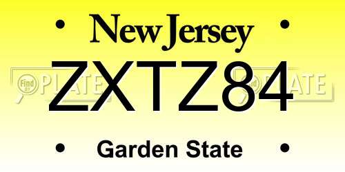 ZXTZ84 New Jersey License Plate