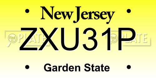 ZXU31P New Jersey License Plate
