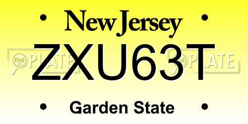 ZXU63T New Jersey License Plate