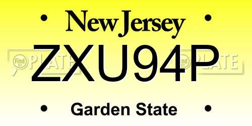 ZXU94P New Jersey License Plate