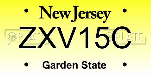 ZXV15C New Jersey License Plate