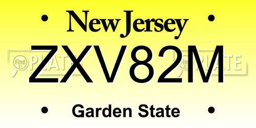 ZXV82M New Jersey License Plate
