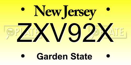 ZXV92X New Jersey License Plate