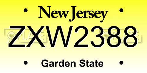 ZXW2388 New Jersey License Plate