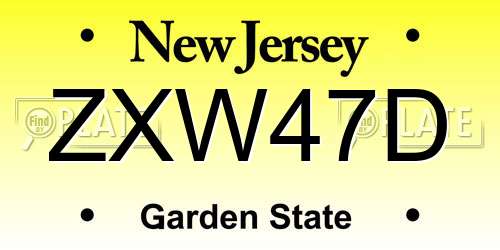ZXW47D New Jersey License Plate