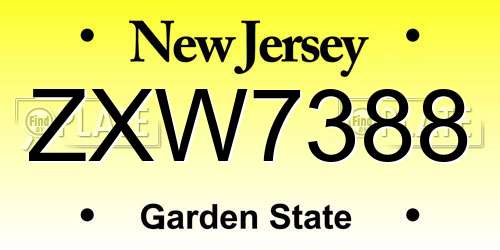 ZXW7388 New Jersey License Plate