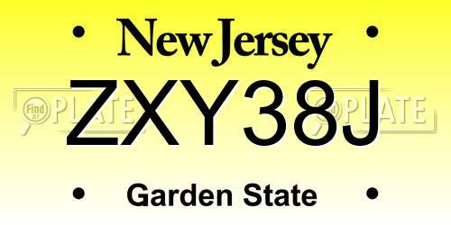 ZXY38J New Jersey License Plate