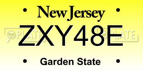 ZXY48E New Jersey License Plate
