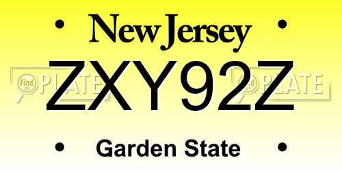 ZXY92Z New Jersey License Plate