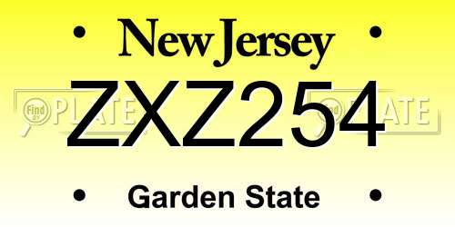 ZXZ254 New Jersey License Plate