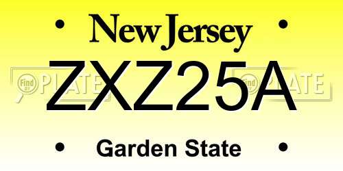 ZXZ25A New Jersey License Plate