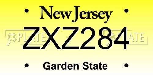 ZXZ284 New Jersey License Plate