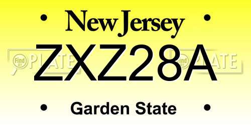 ZXZ28A New Jersey License Plate