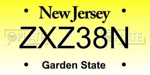 ZXZ38N New Jersey License Plate