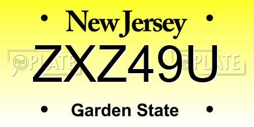 ZXZ49U New Jersey License Plate