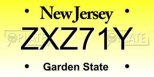 ZXZ71Y New Jersey License Plate
