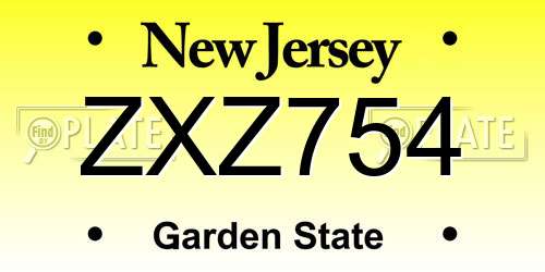 ZXZ754 New Jersey License Plate