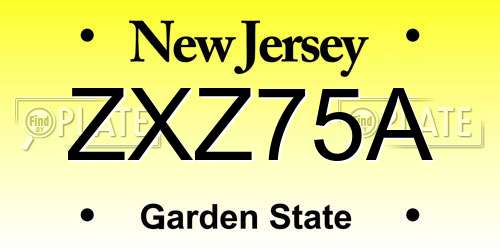 ZXZ75A New Jersey License Plate