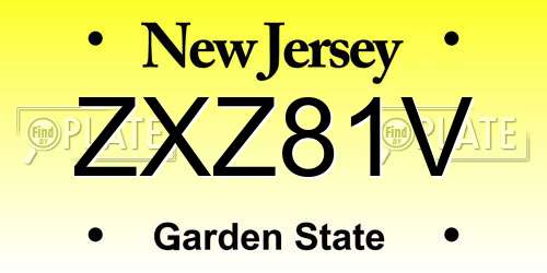 ZXZ81V New Jersey License Plate