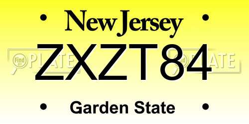 ZXZT84 New Jersey License Plate